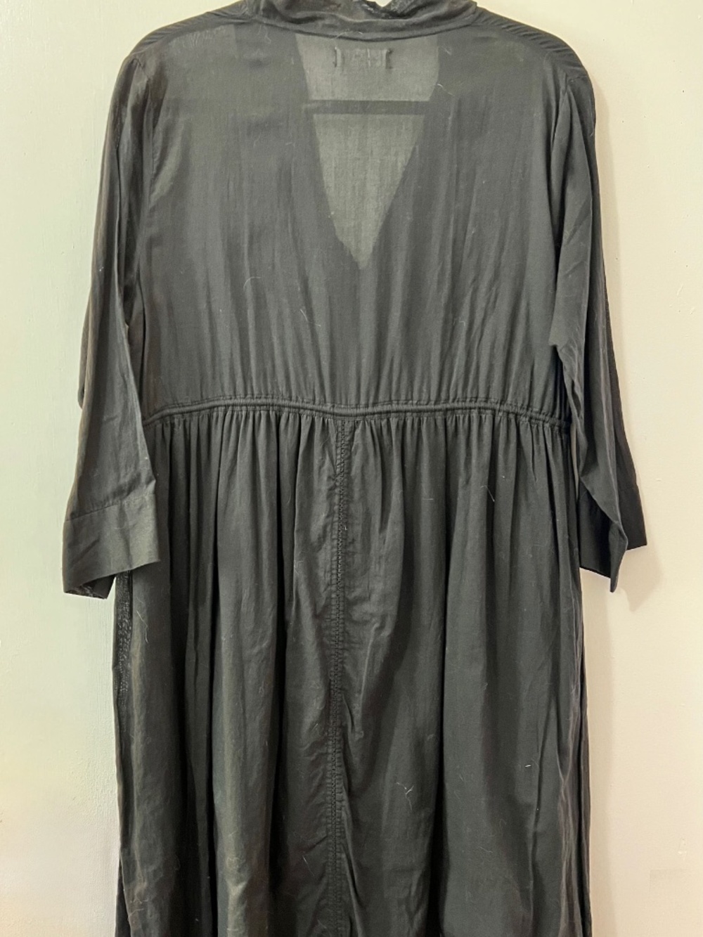 Natural Life Black Cotton Button Front Maxi Shirt Dress L Chic Hippie - Picture 3 of 5